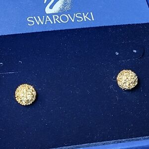 Genuine Swarovski Crystal And Gold Stud Earrings
